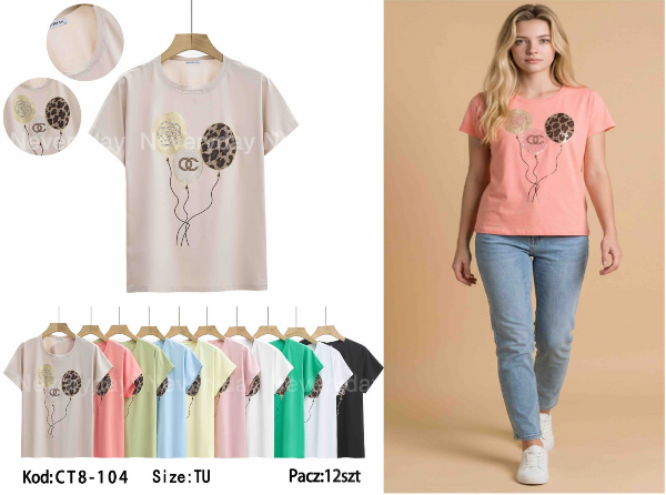 Bluzki damskie Roz Standard, Mix Kolor Paczka 12 szt